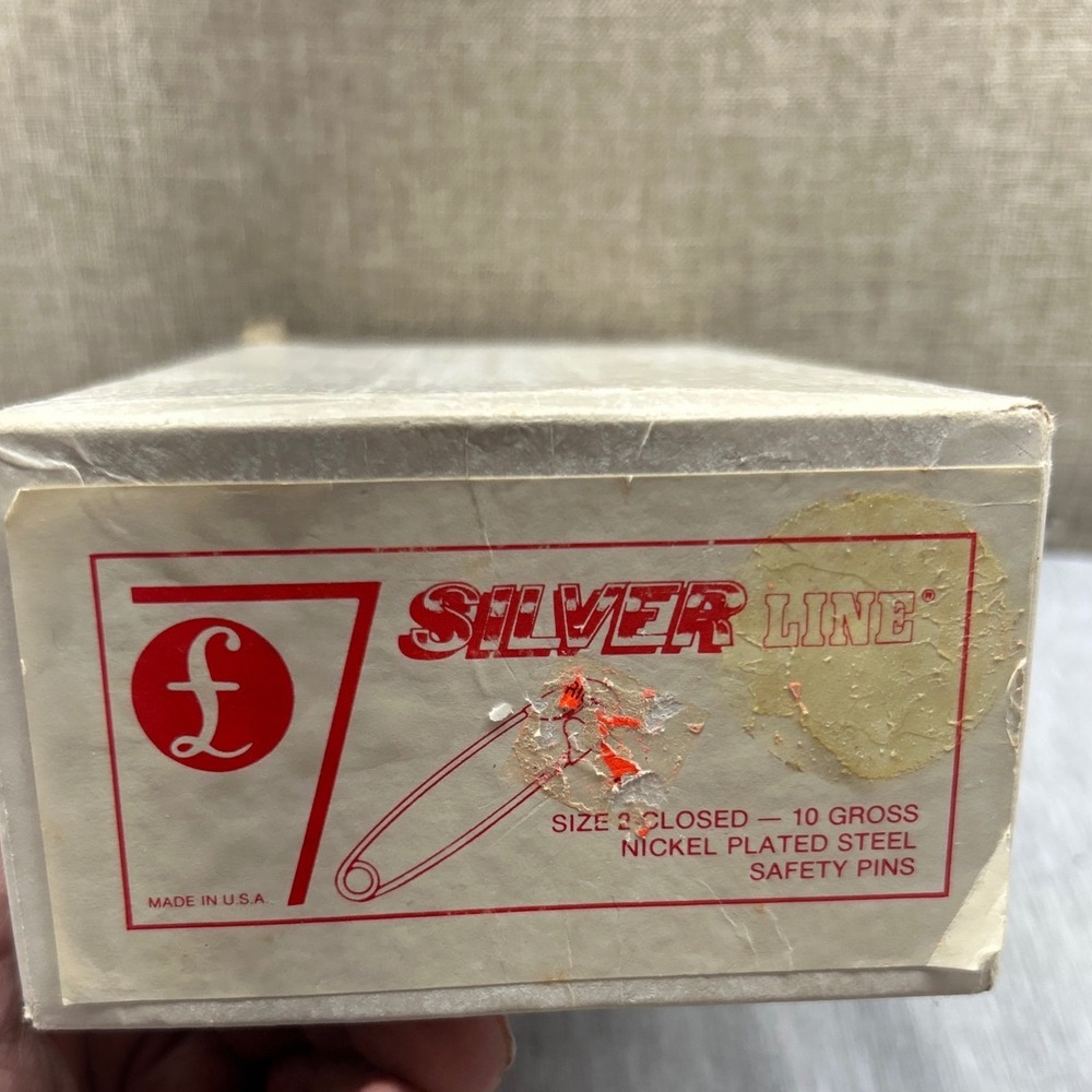 Silver Line Size 2 Safety Pins 10 Gross Nickel Plated Steel Made in USA Bulk Box - Picture 2 of 3